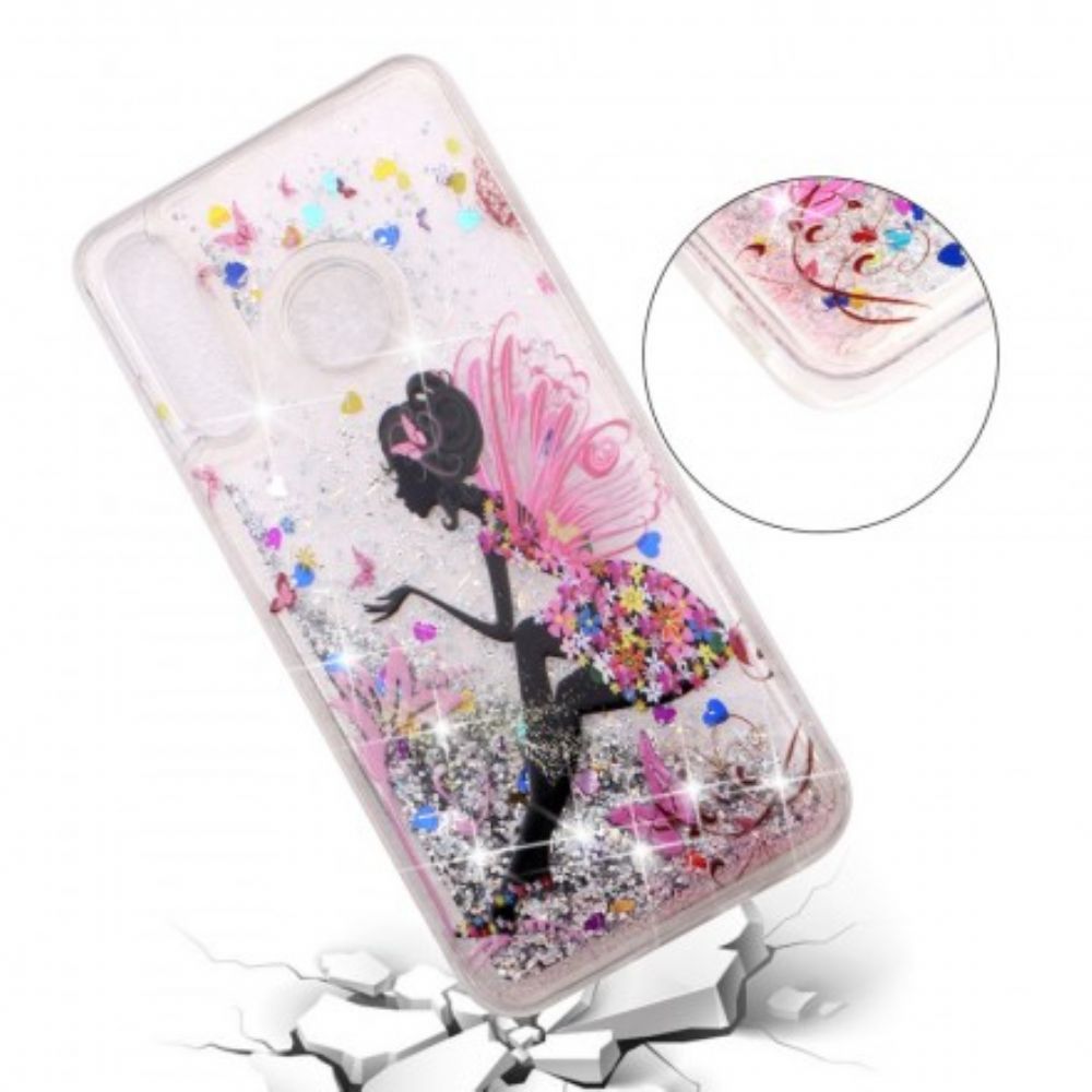 Handyhülle Für Huawei P30 Lite Transparente Blumenfee Glitzert