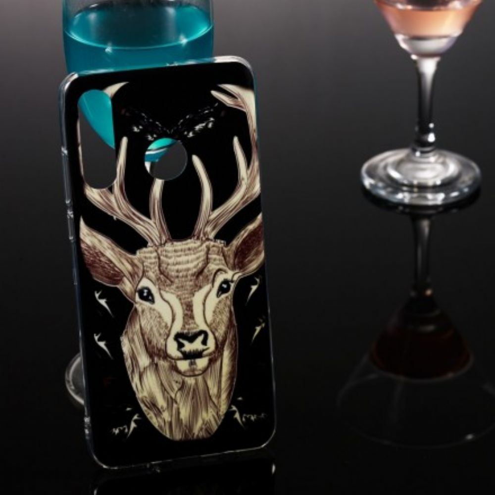 Hülle Für Huawei P30 Lite Fluoreszierender Majestätischer Hirsch