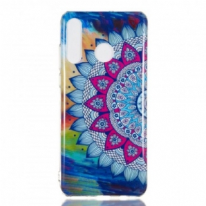 Hülle Für Huawei P30 Lite Fluoreszierendes Buntes Mandala