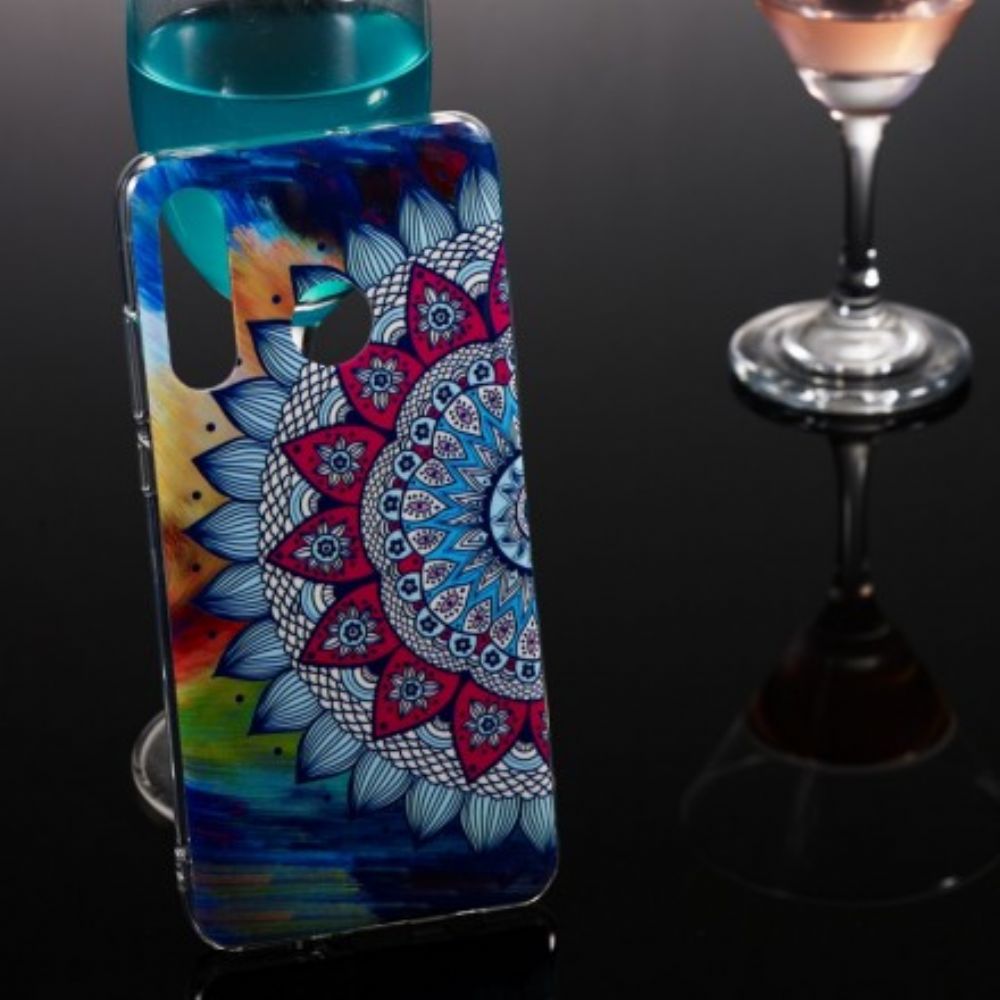 Hülle Für Huawei P30 Lite Fluoreszierendes Buntes Mandala