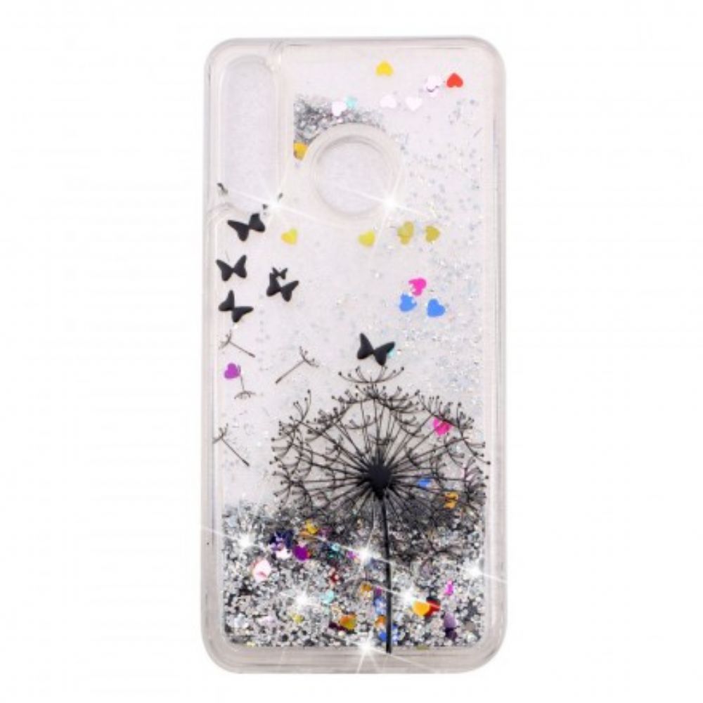 Hülle Für Huawei P30 Lite Transparente Dandelion Black Glitters