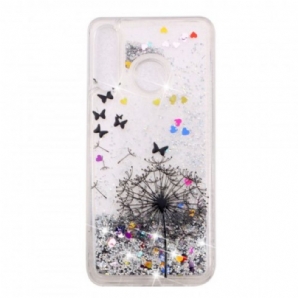 Hülle Für Huawei P30 Lite Transparente Dandelion Black Glitters