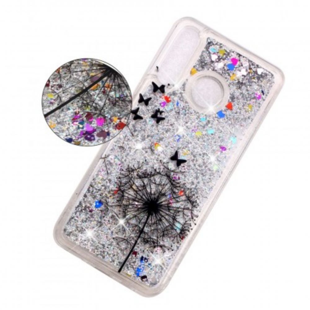 Hülle Für Huawei P30 Lite Transparente Dandelion Black Glitters