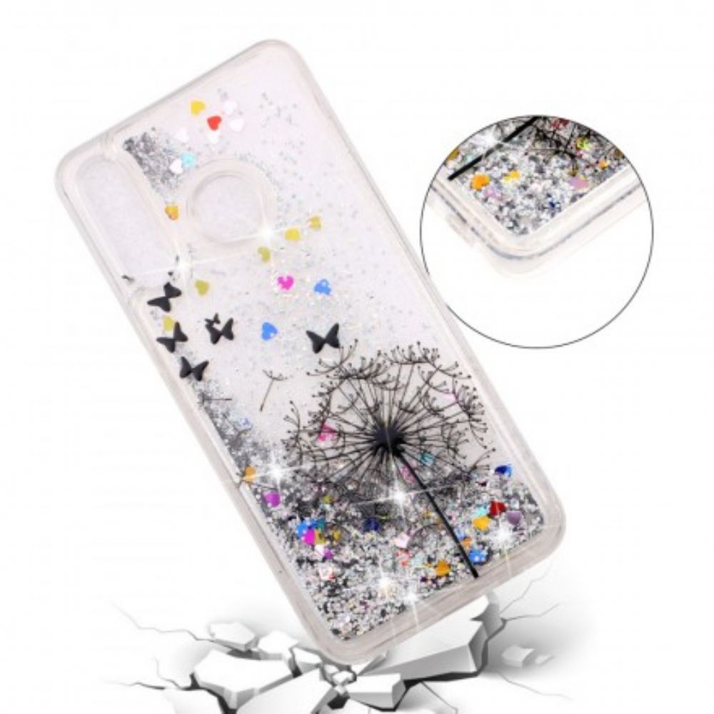 Hülle Für Huawei P30 Lite Transparente Dandelion Black Glitters