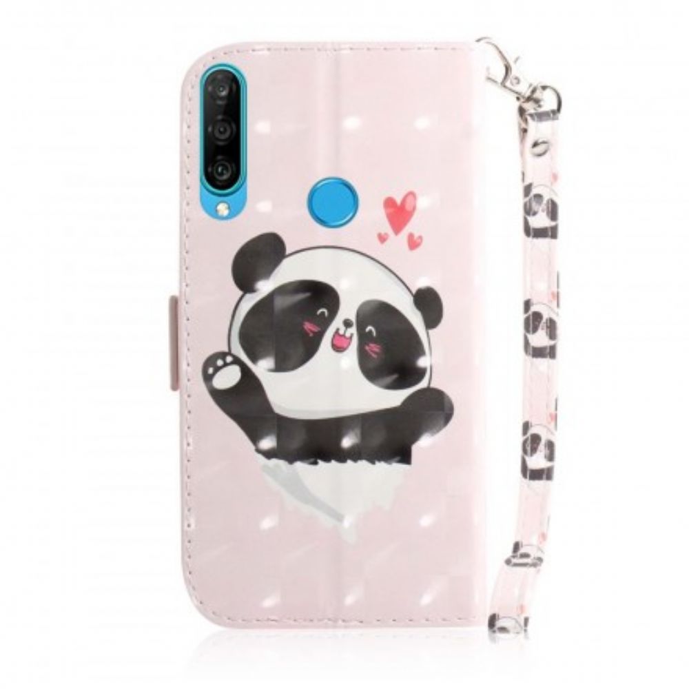 Lederhüllen Für Huawei P30 Lite Mit Kordel Panda Love Mit Riemen