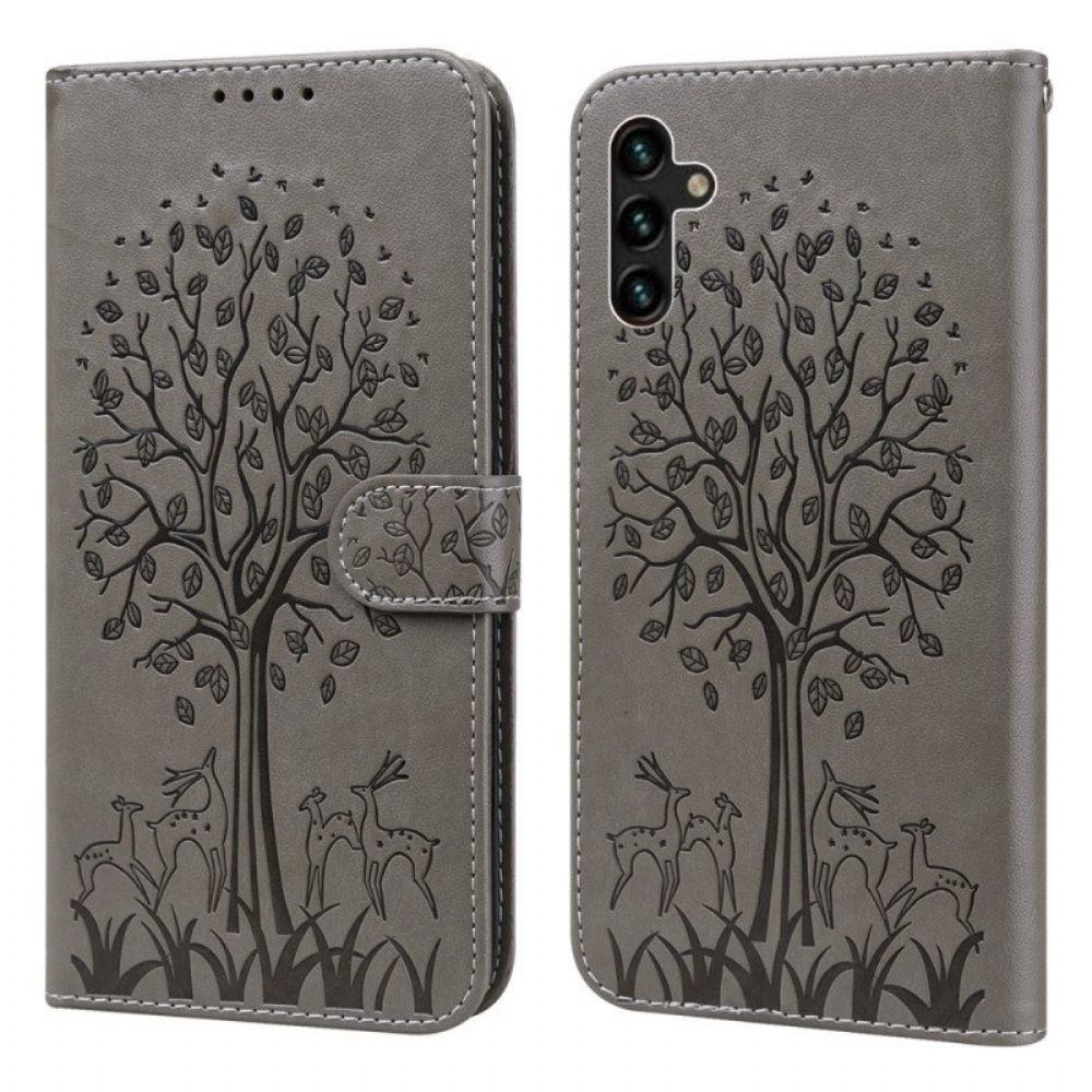 Flip Case Für Samsung Galaxy A13 5G / A04s Baum Und Hirsch