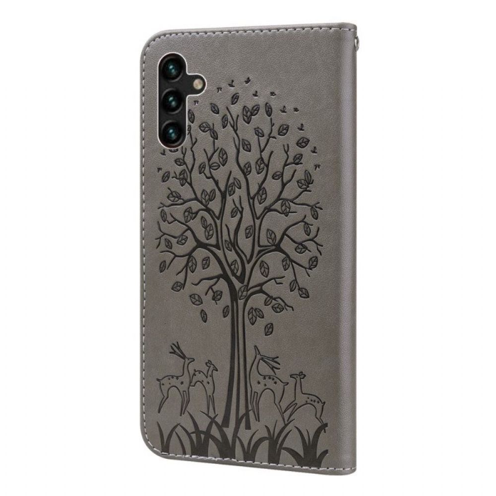 Flip Case Für Samsung Galaxy A13 5G / A04s Baum Und Hirsch