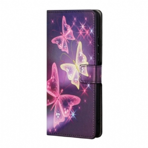 Flip Case Für Samsung Galaxy A13 5G / A04s Schmetterlinge Und Blumen