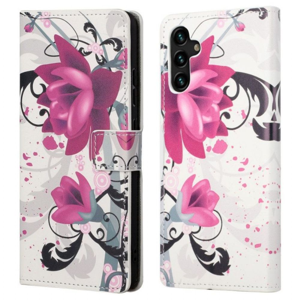 Flip Case Für Samsung Galaxy A13 5G / A04s Tropische Blumen