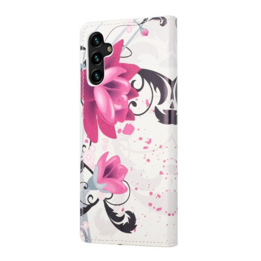 Flip Case Für Samsung Galaxy A13 5G / A04s Tropische Blumen