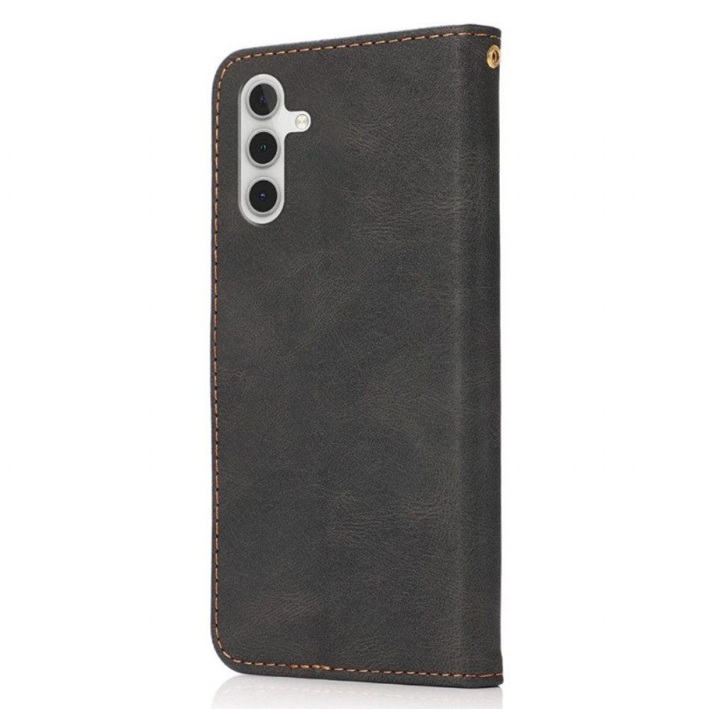 Flip Case Für Samsung Galaxy A13 5G / A04s Zweifarbiges Dreieckiges Kunstleder