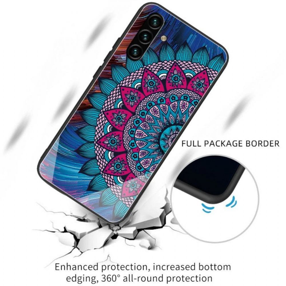 Handyhülle Für Samsung Galaxy A13 5G / A04s Mandala-gehärtetes Glas