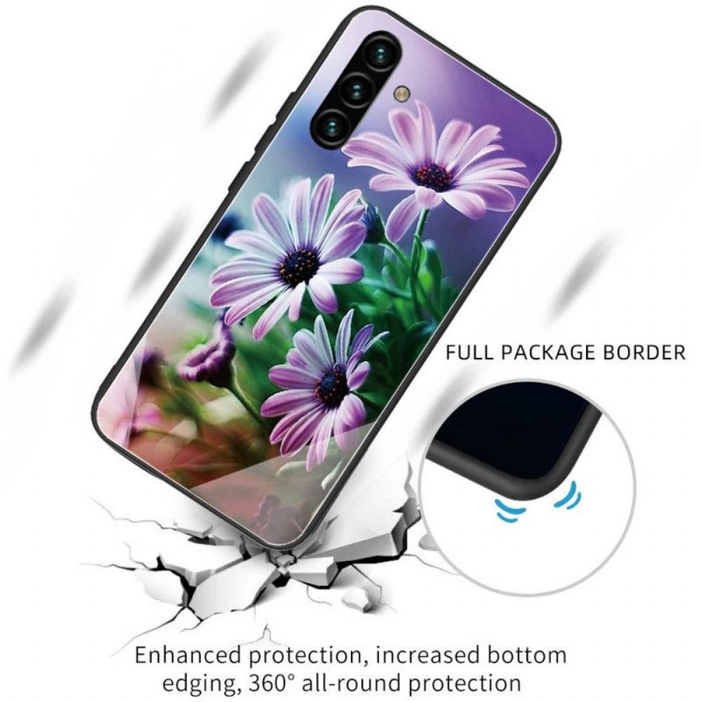 Hülle Für Samsung Galaxy A13 5G / A04s Blumen Aus Gehärtetem Glas