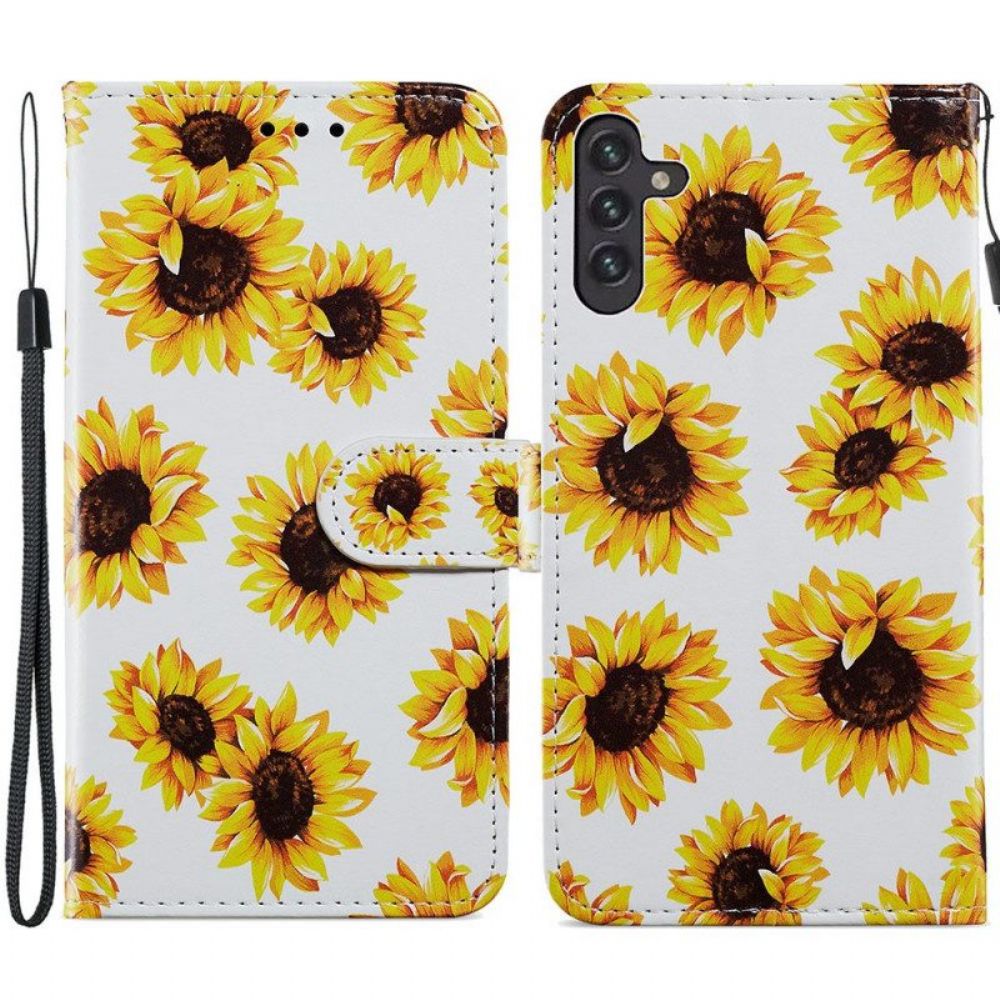 Lederhüllen Für Samsung Galaxy A13 5G / A04s Sonnenblumen