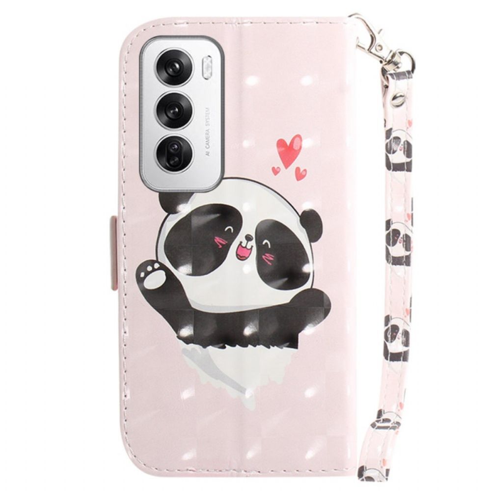 Lederhüllen Für Oppo Reno 12 5g Panda Love Mit Riemen