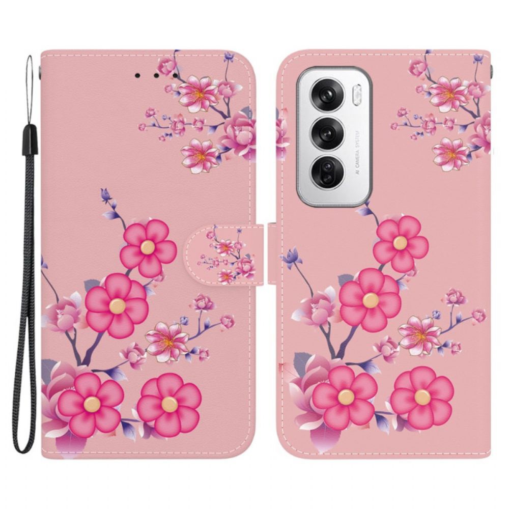 Lederhüllen Oppo Reno 12 5g Sakura Mit Riemen