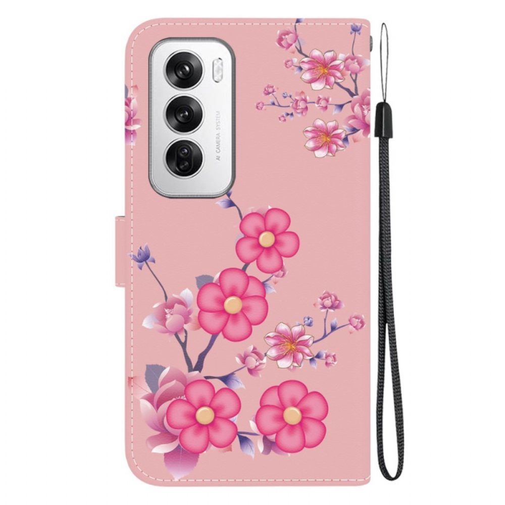 Lederhüllen Oppo Reno 12 5g Sakura Mit Riemen