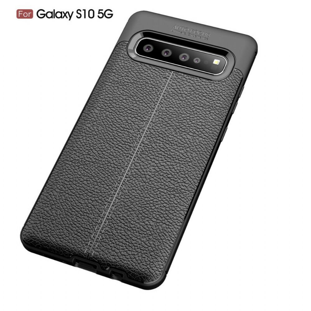 Handyhülle Für Samsung Galaxy S10 5G Doppellinie Litschi-leder-effekt