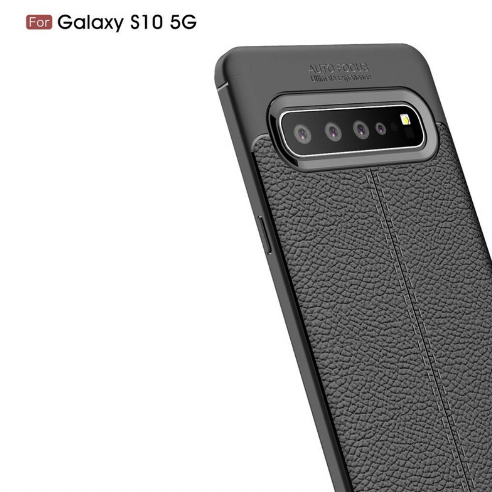 Handyhülle Für Samsung Galaxy S10 5G Doppellinie Litschi-leder-effekt