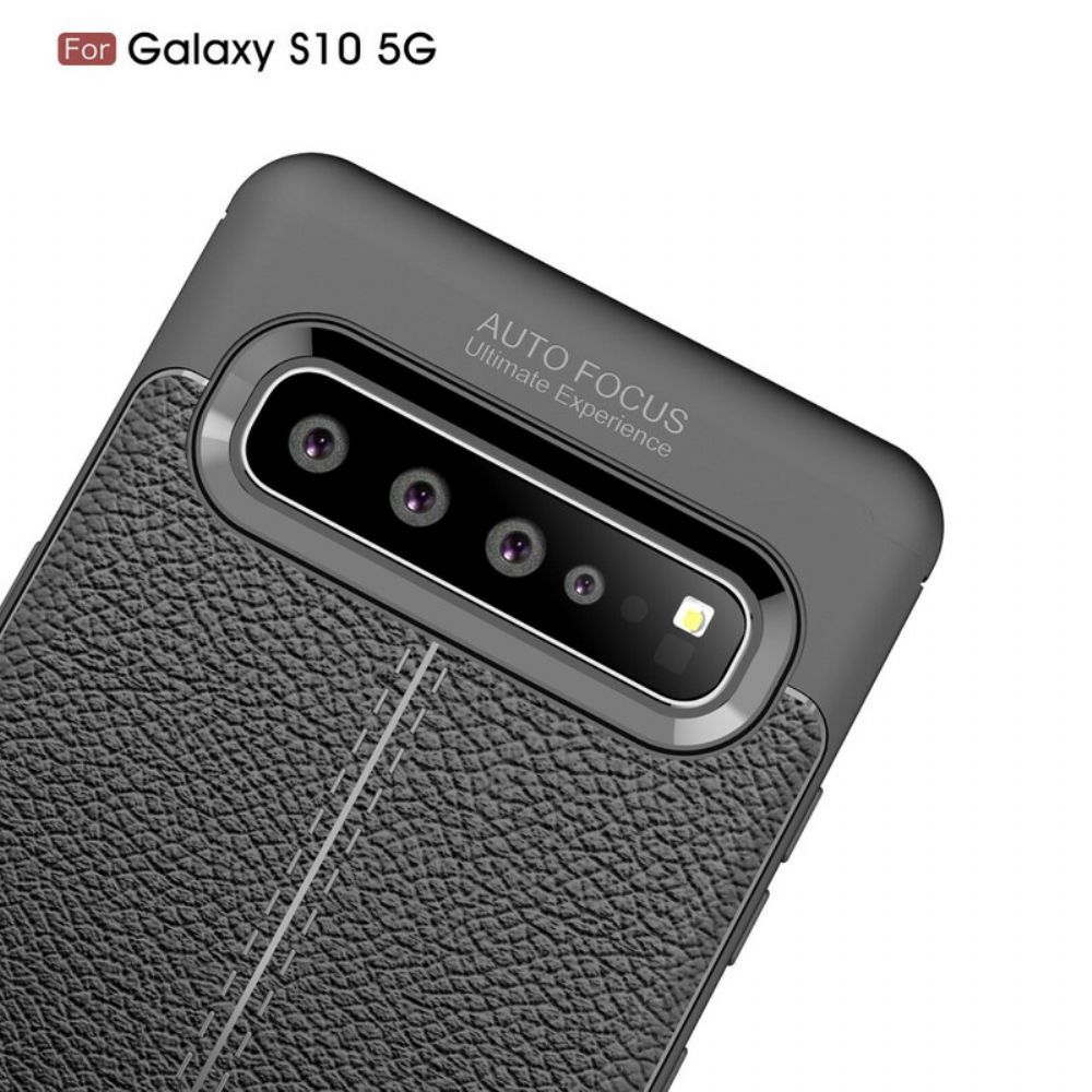 Handyhülle Für Samsung Galaxy S10 5G Doppellinie Litschi-leder-effekt