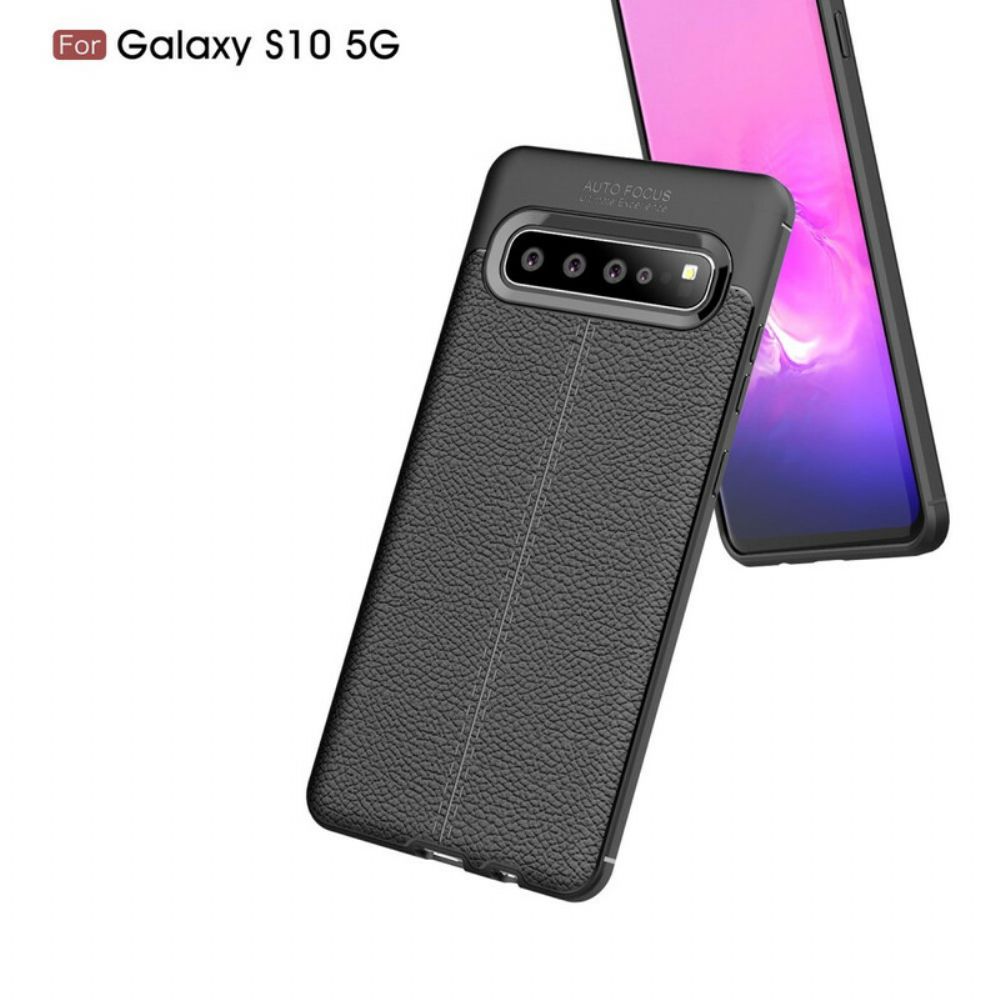 Handyhülle Für Samsung Galaxy S10 5G Doppellinie Litschi-leder-effekt