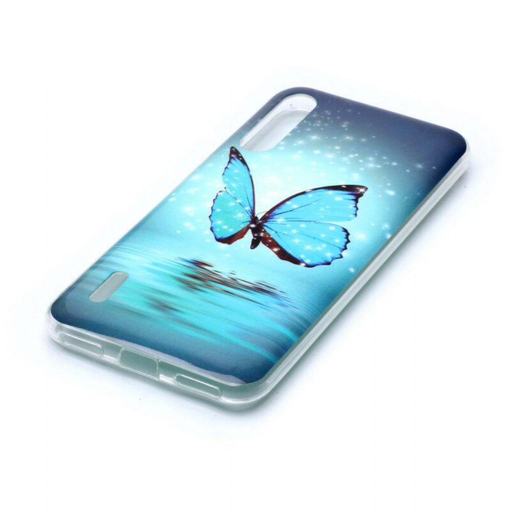 Hülle Für Xiaomi Mi A3 Fluoreszierender Blauer Schmetterling