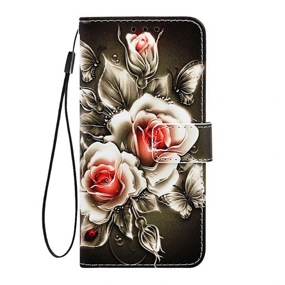 Flip Case Für Samsung Galaxy A20s Goldene Rosen