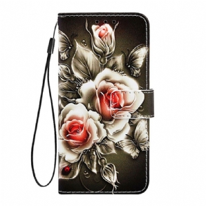 Flip Case Für Samsung Galaxy A20s Goldene Rosen