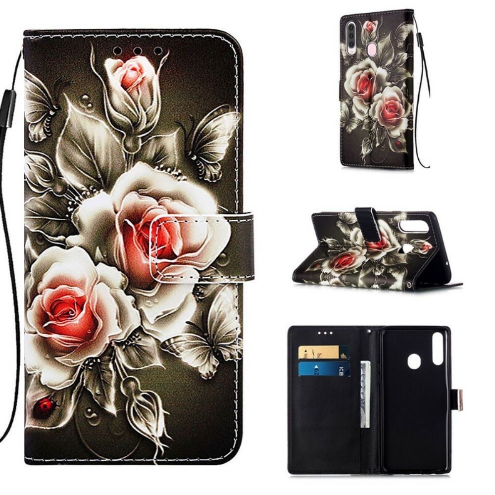 Flip Case Für Samsung Galaxy A20s Goldene Rosen