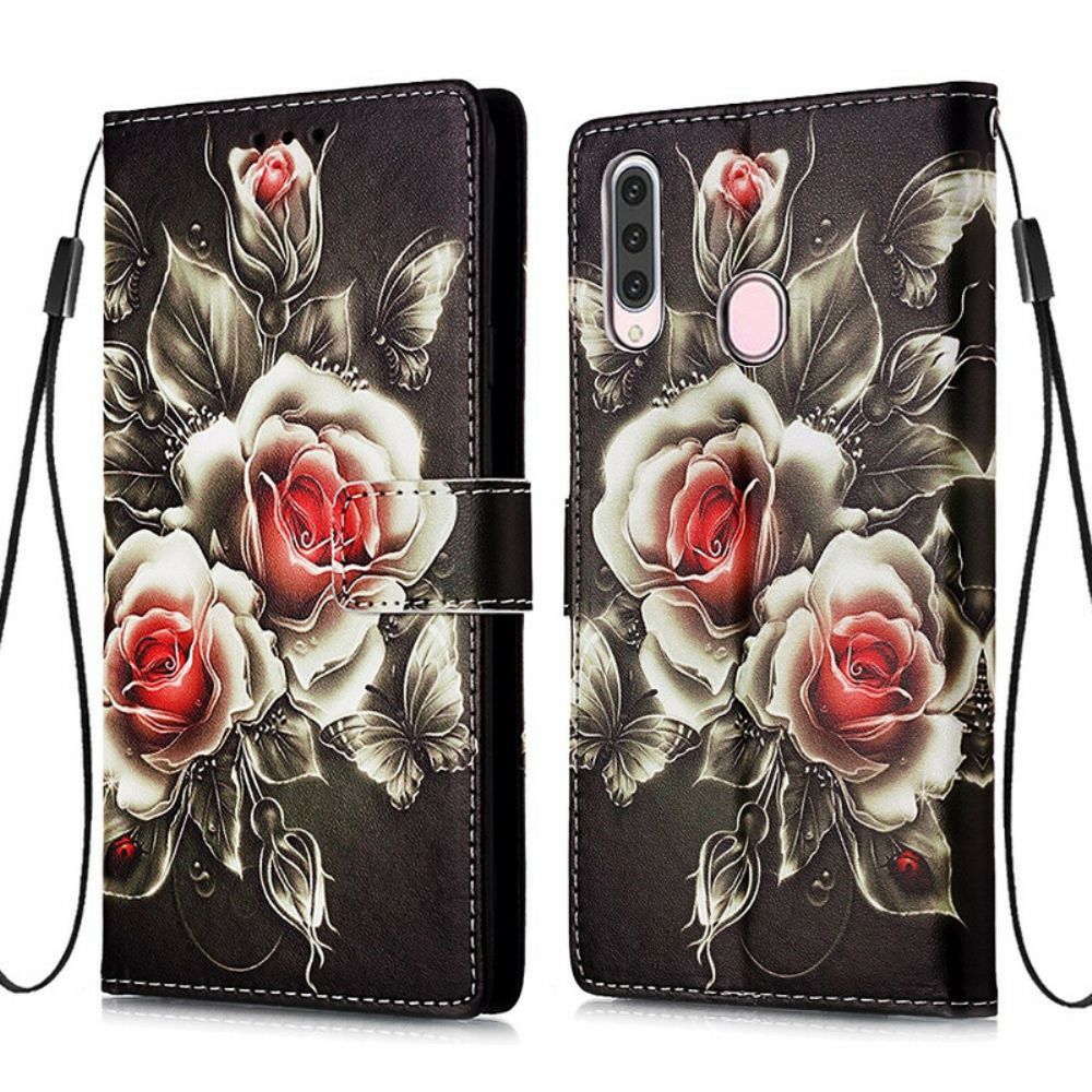 Flip Case Für Samsung Galaxy A20s Goldene Rosen