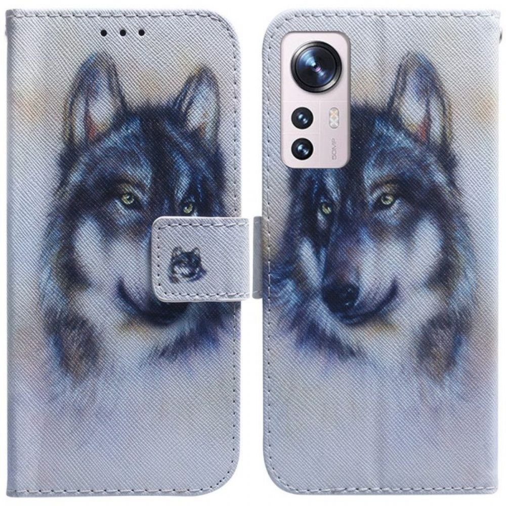 Flip Case Für Xiaomi 12 Pro Wolf-malerei