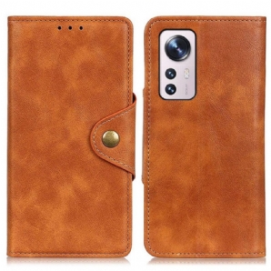 Lederhüllen Für Xiaomi 12 Pro Vintage Kunstleder Und Knopf