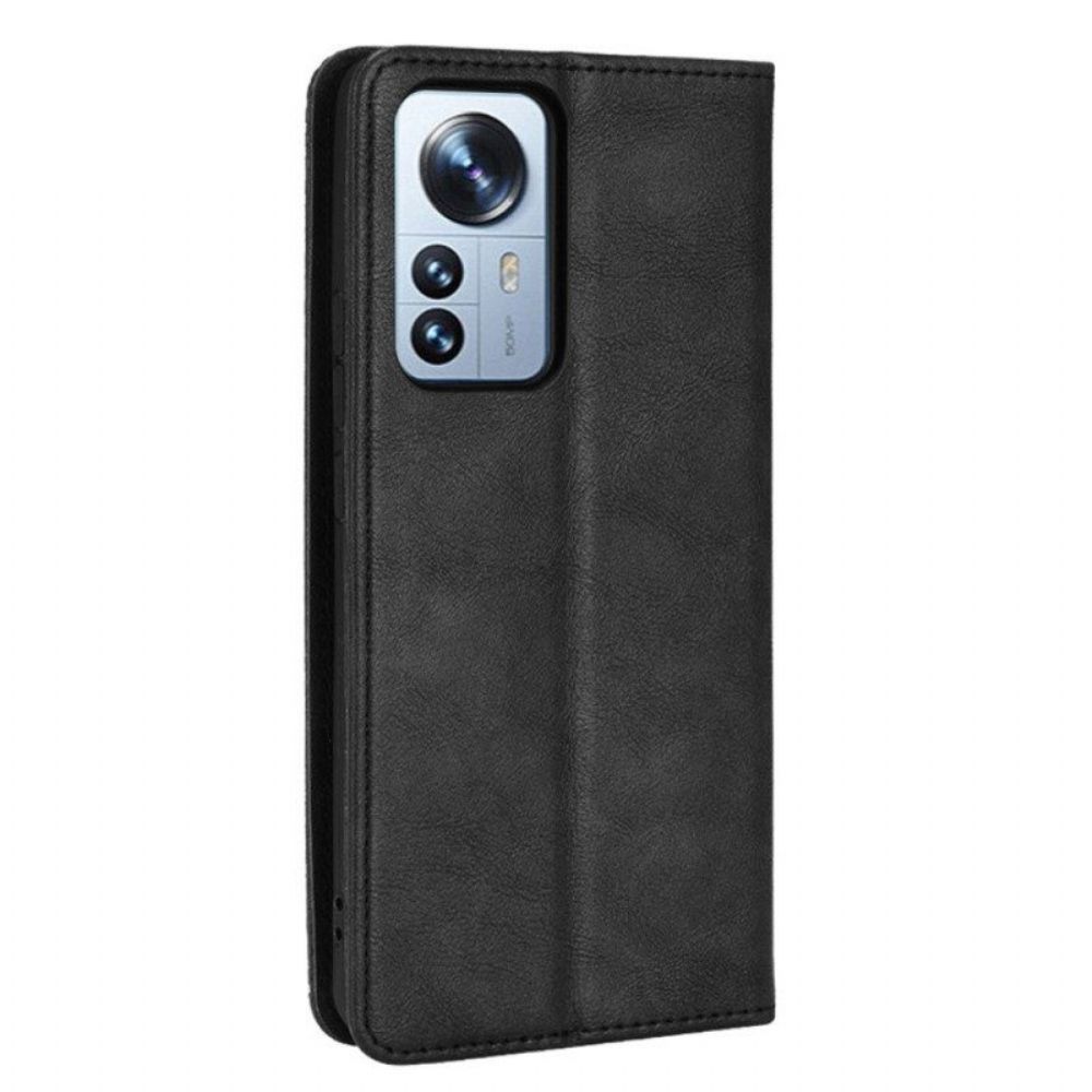 Schutzhülle Für Xiaomi 12 Pro Flip Case Stilisierter Vintage-ledereffekt