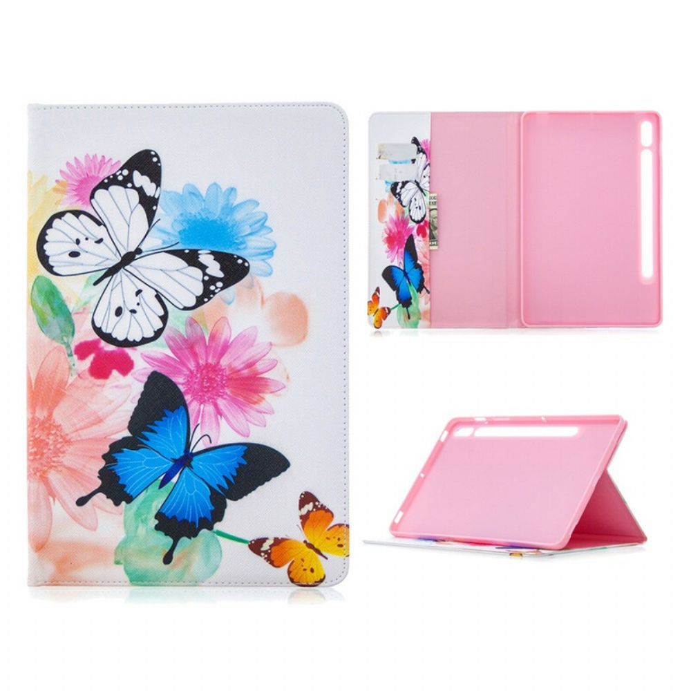 Case Für Samsung Galaxy Tab S7 / Tab S8 Aquarell Schmetterlinge