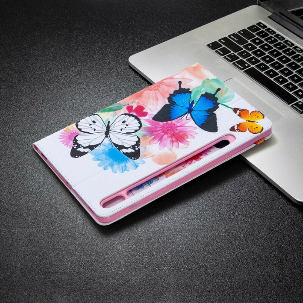 Case Für Samsung Galaxy Tab S7 / Tab S8 Aquarell Schmetterlinge