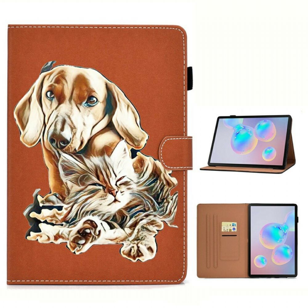 Flip Case Für Samsung Galaxy Tab S7 / Tab S8 Hund Und Katze