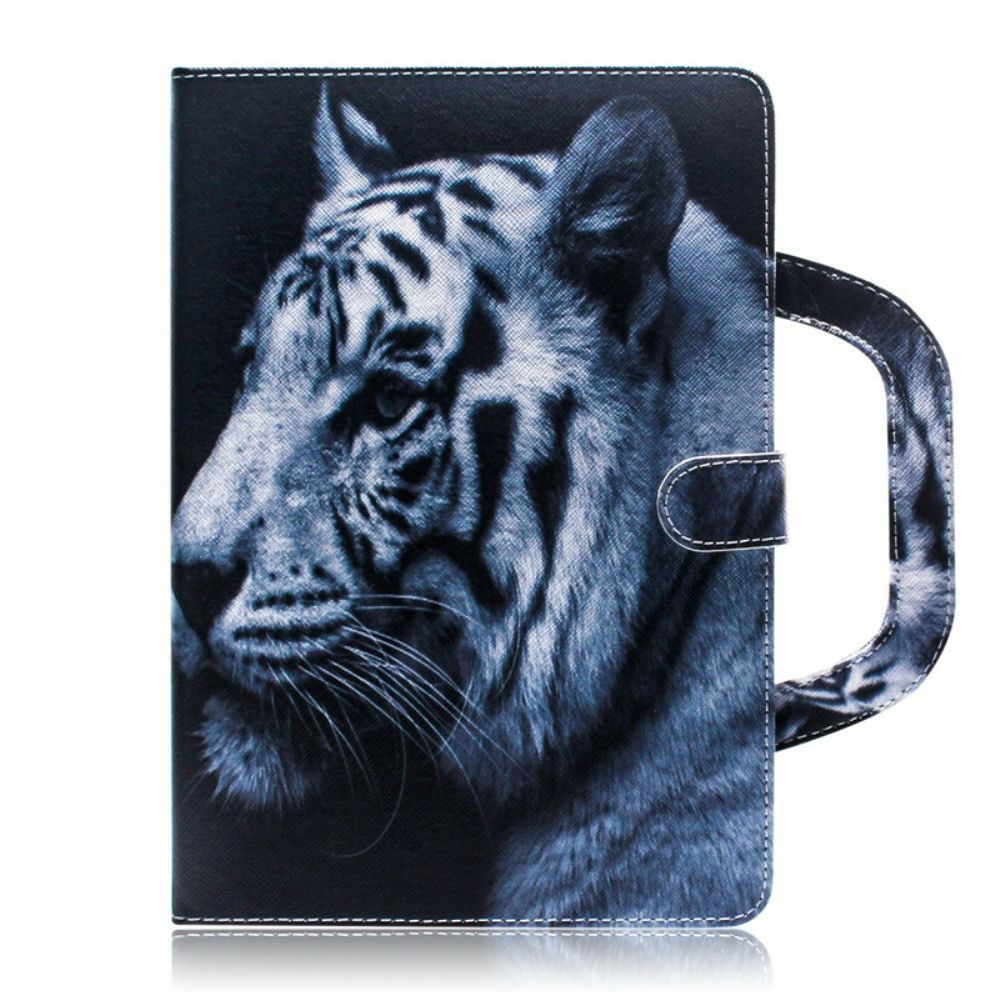 Flip Case Für Samsung Galaxy Tab S7 / Tab S8 Tiger Mit Griff