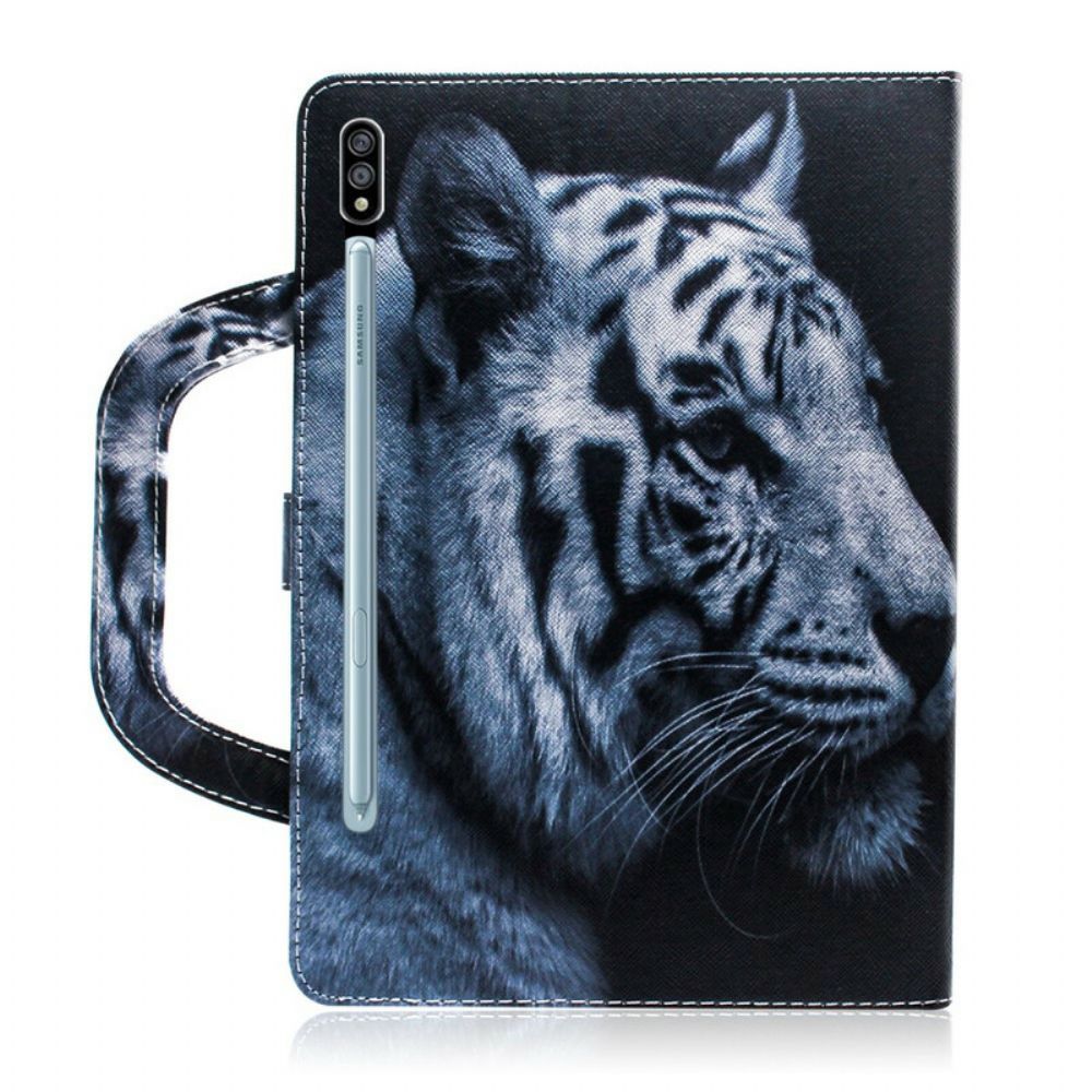 Flip Case Für Samsung Galaxy Tab S7 / Tab S8 Tiger Mit Griff