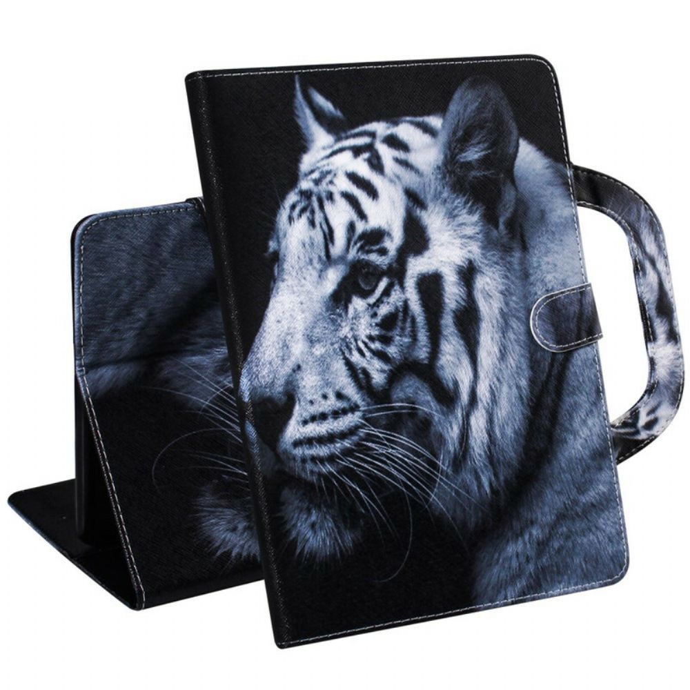 Flip Case Für Samsung Galaxy Tab S7 / Tab S8 Tiger Mit Griff