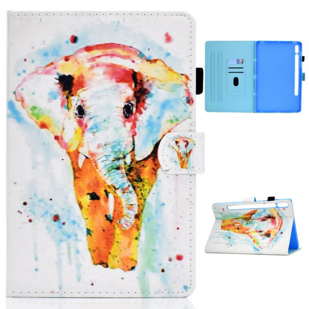 Lederhüllen Für Samsung Galaxy Tab S7 / Tab S8 Aquarell Elefant