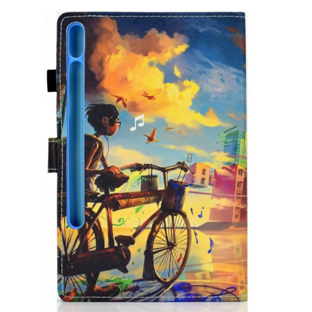 Lederhüllen Für Samsung Galaxy Tab S7 / Tab S8 Fahrrad Art.-nr