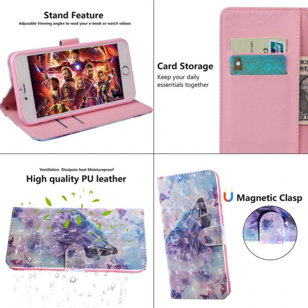 Flip Case Für Samsung Galaxy A51 Aquarell Wolf