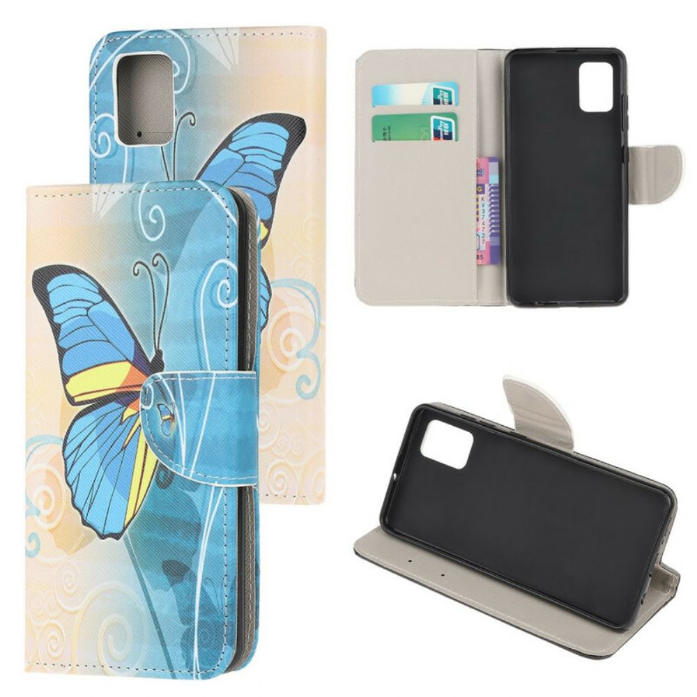 Flip Case Für Samsung Galaxy A51 Blauer Und Gelber Schmetterling