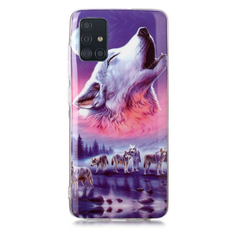 Handyhülle Für Samsung Galaxy A51 Fluoreszierende Wolf-serie