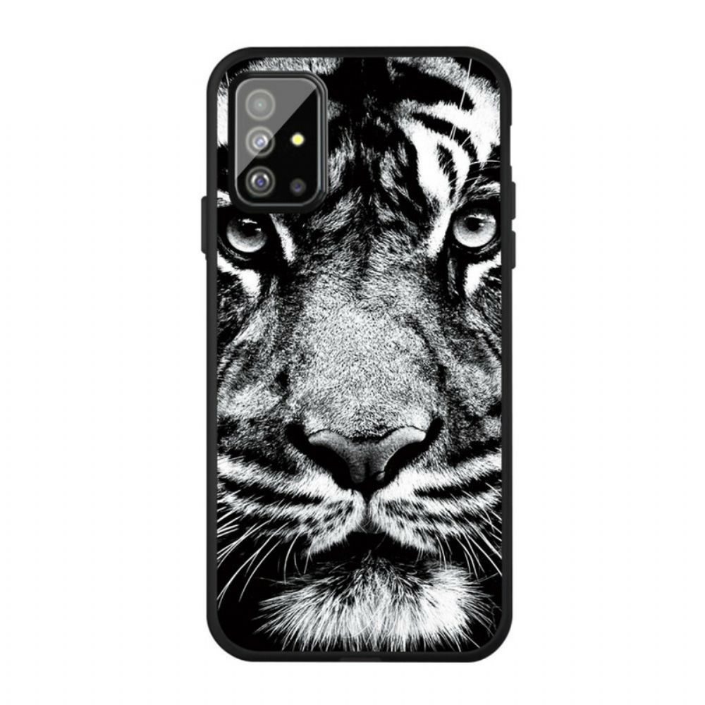 Handyhülle Für Samsung Galaxy A51 Schwarzer Und Weißer Tiger