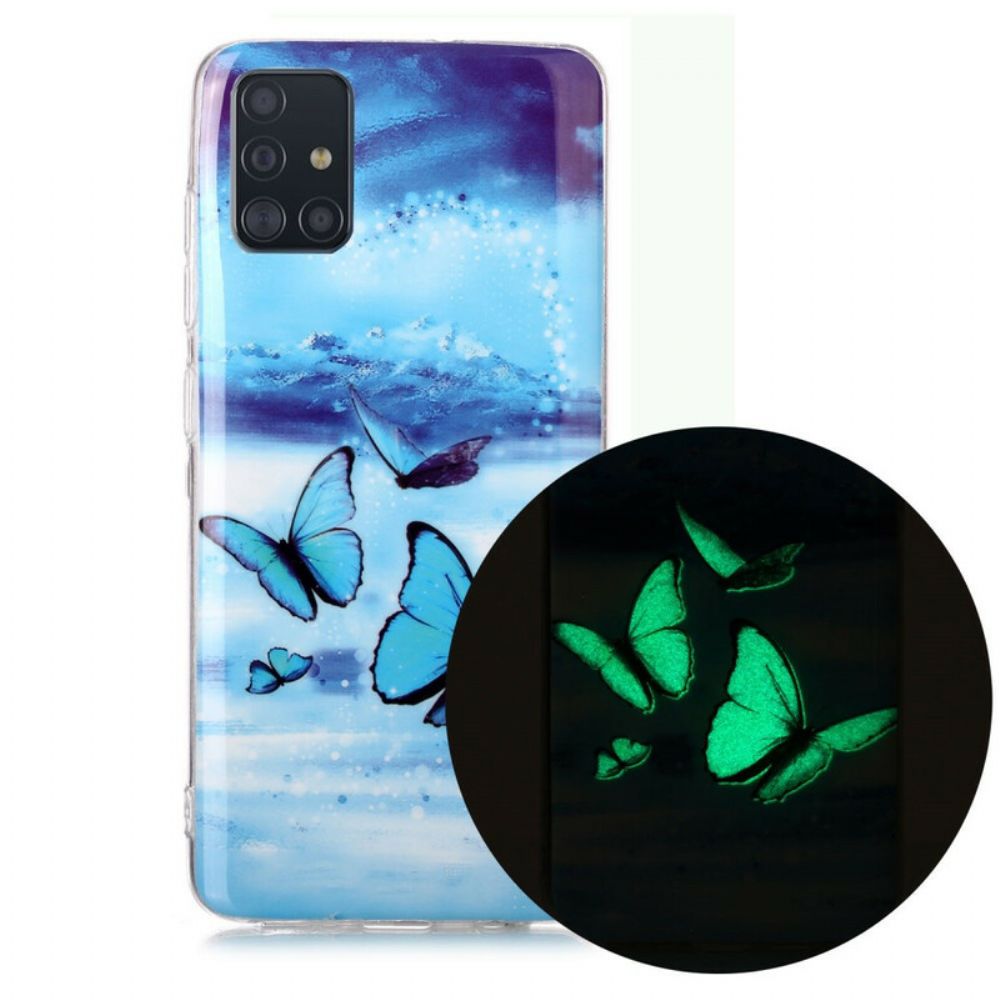 Hülle Für Samsung Galaxy A51 Fluoreszierende Schmetterlingsserie