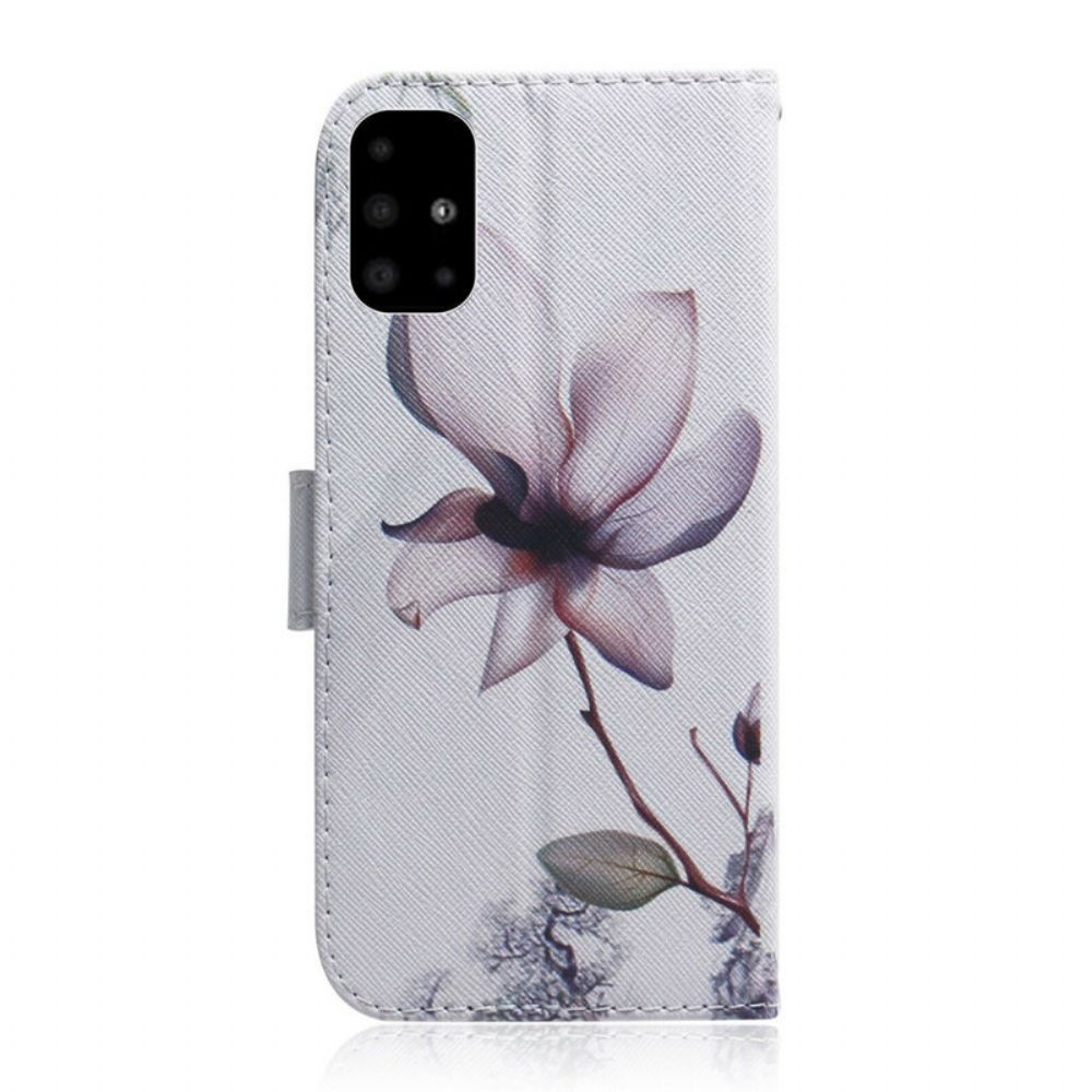 Lederhüllen Für Samsung Galaxy A51 Alte Rosenblüte