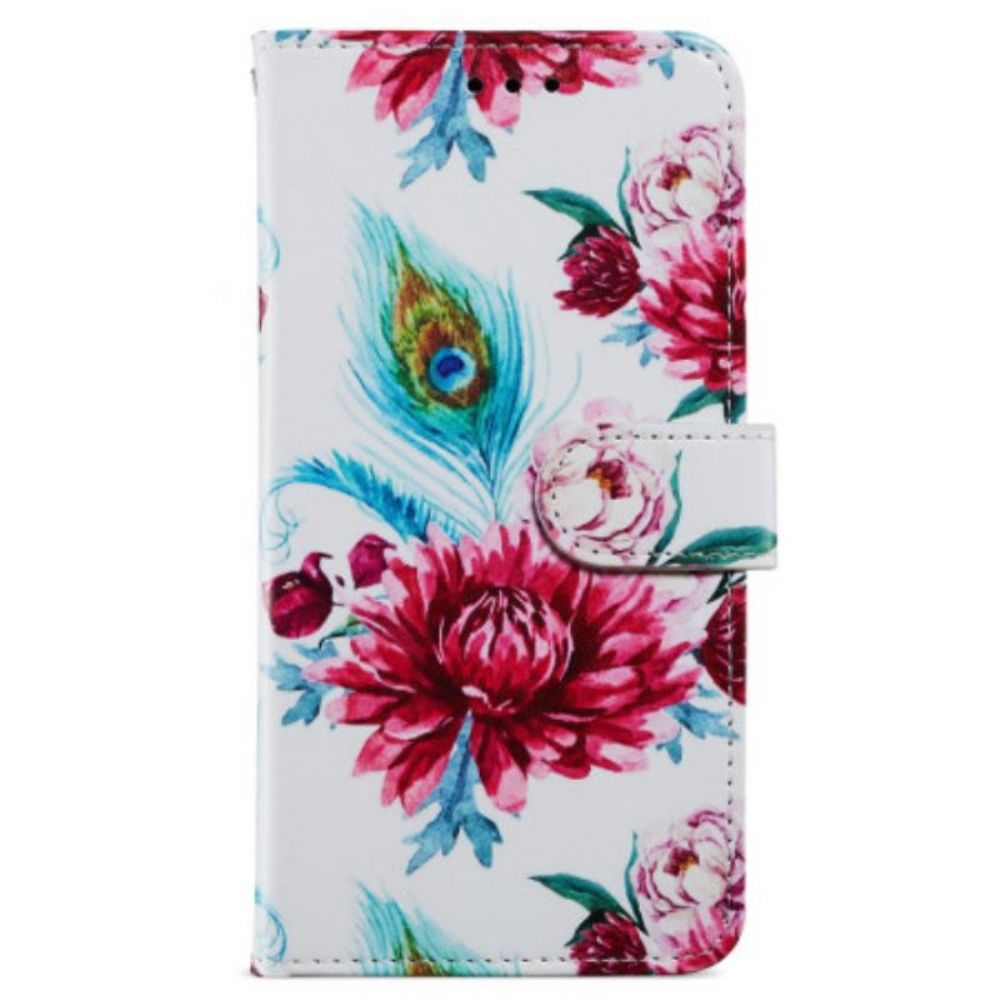 Flip Case Für Google Pixel 7A Blumen-