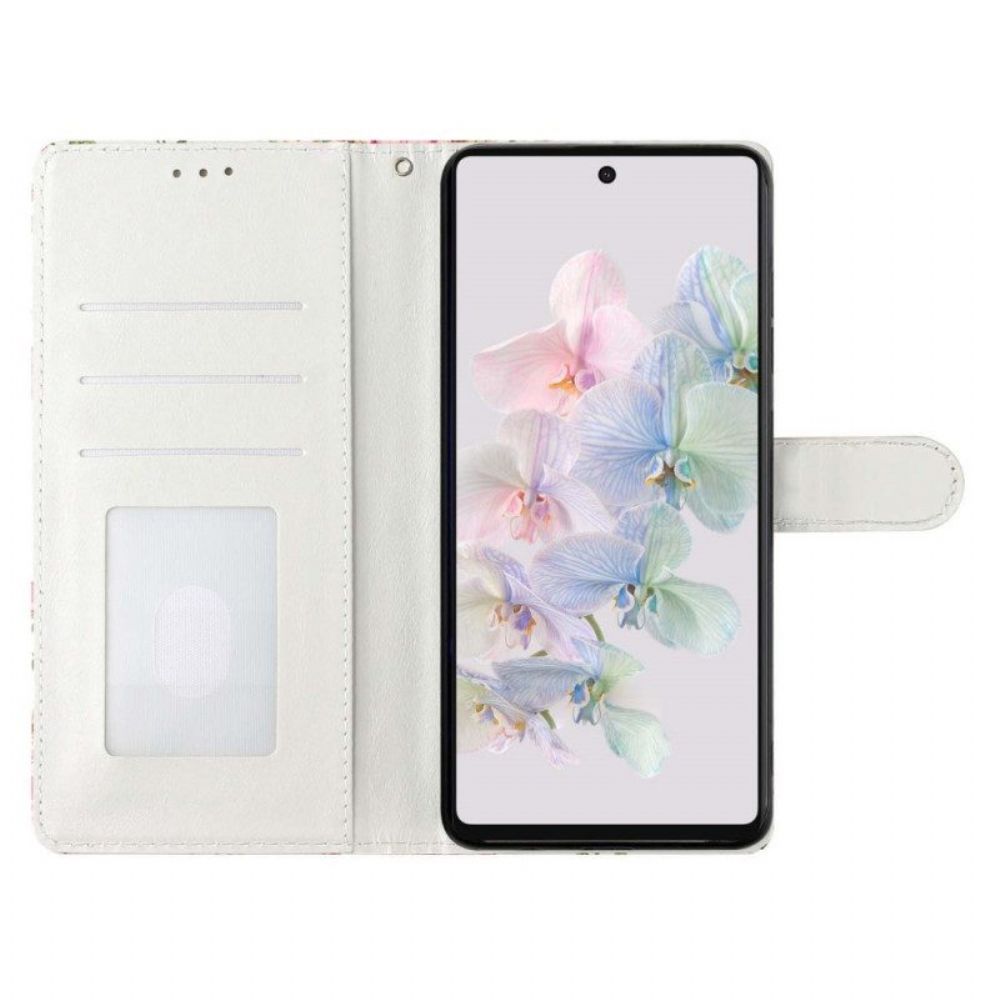 Flip Case Für Google Pixel 7A Blumen-