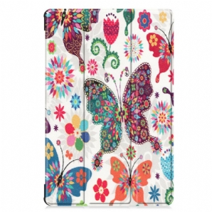 Schutzhülle Für Samsung Galaxy Tab S6 Retro Schmetterlinge Und Blumen